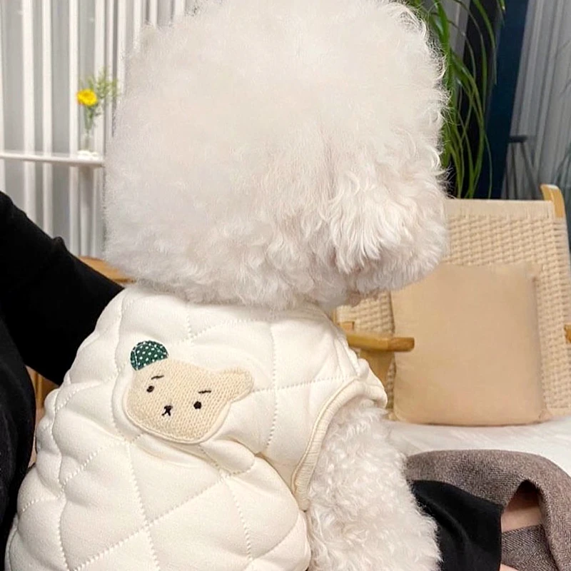 Puppy Coat for Autumn and Winter Padded Pet Cotton-padded Coat Solid Color Dog Clothes Warm Pet Dog Cotton-Padded Jacket