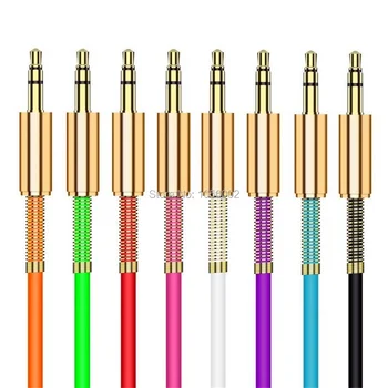 

500pcs 3.5mm 1m alloy gold plated Car Stereo Aux Audio Cables for iphone samsung pc mp3 headphone