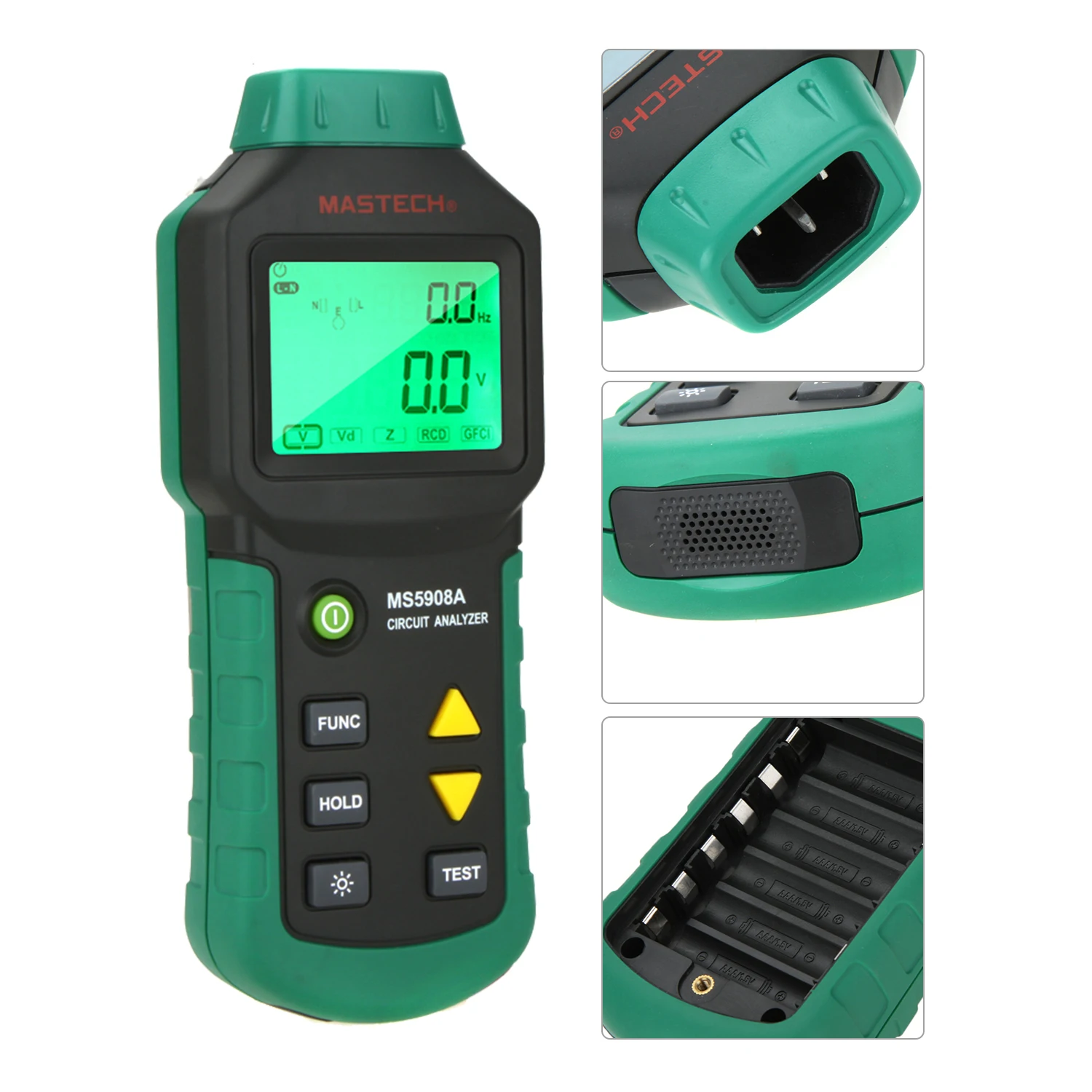 MASTECH MS5908C LCD Digital Circuit Analyzer Voltage GFCI RCD Fault ...