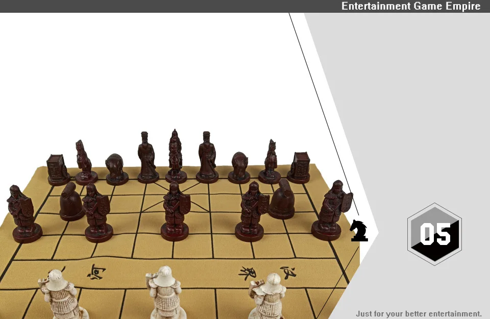 2 Yernea New Traditional Chinese Chess Set Resin Chess Pieces Suede Chessboard High-quality Chess Board Game Retro Character (5)