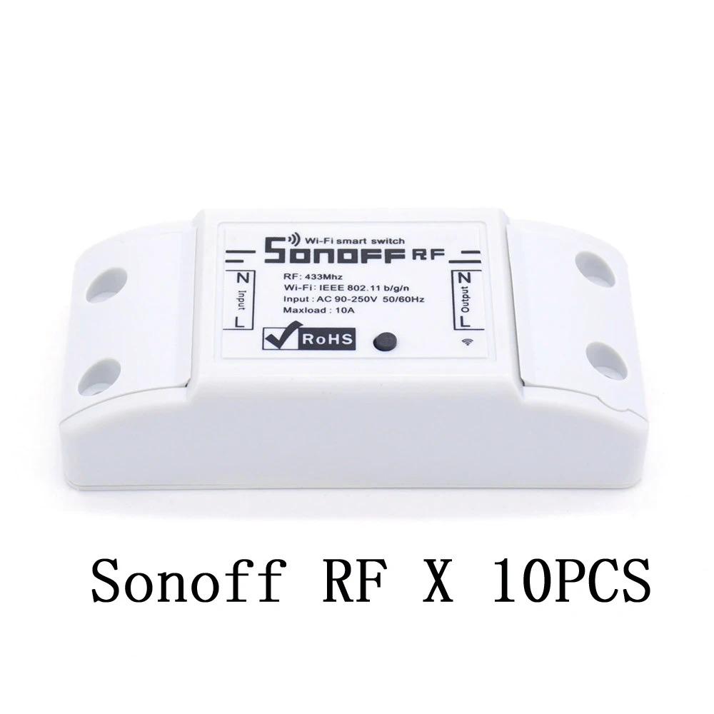 SONOFF RF WiFi беспроводной выключатель прерыватель 433 МГц RF приемник Интеллектуальный DIY пульт дистанционного управления для умного дома 10A - Комплект: SONOFF RF 10PCS