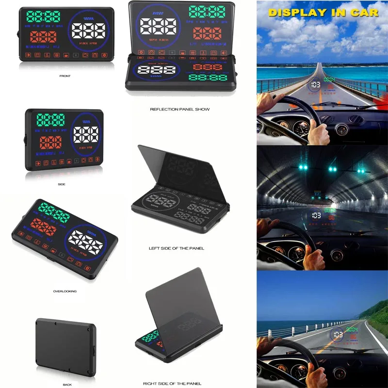 M9 HUD Дисплей автомобиля 5,5 дюймов лобовое стекло проектор OBD2 EUOBD автомобиля вождения данных дисплей скорость об/мин Расход топлива