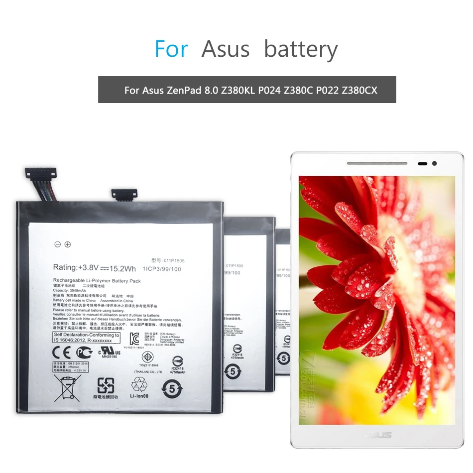 Аккумулятор для планшета C11P1505 для Asus ZenPad 8,0 Z380KL Z380C Z380CX P022 P024 3948 мАч батарея полной емкости Акку+ Инструменты
