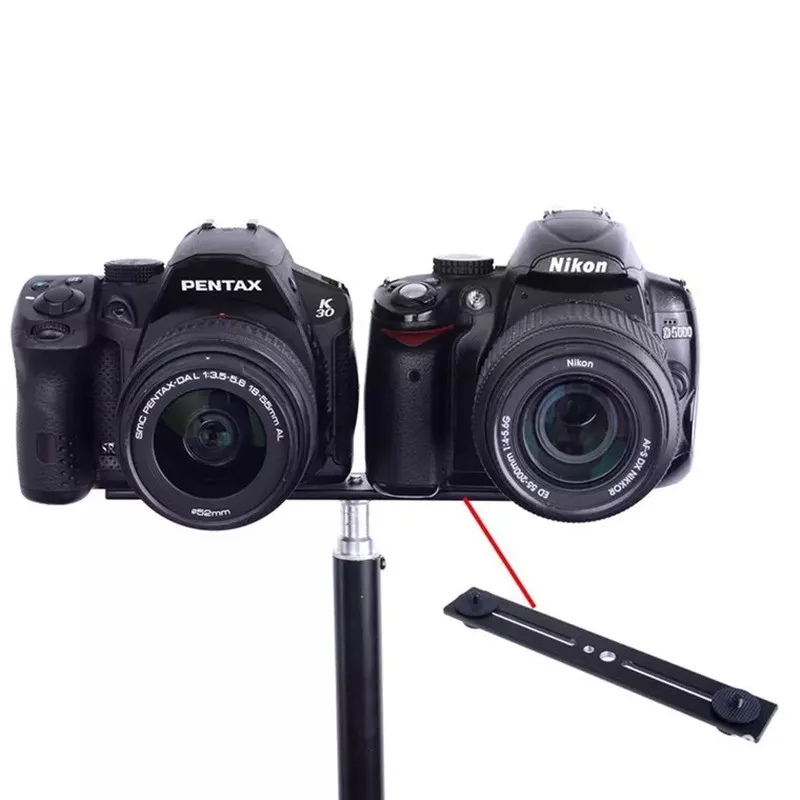 Double Universal End Light Stand Holder Dual Flash Bracket Hot Shoe Mount Tripod for Digital DSLR Camera | Электроника