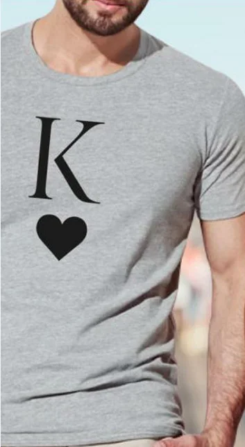 King queen/футболка с надписью «сердце» для влюбленных; Повседневная футболка с короткими рукавами и круглым вырезом; Свободная Женская футболка; топы; Camisetas Mujer - Цвет: Man1