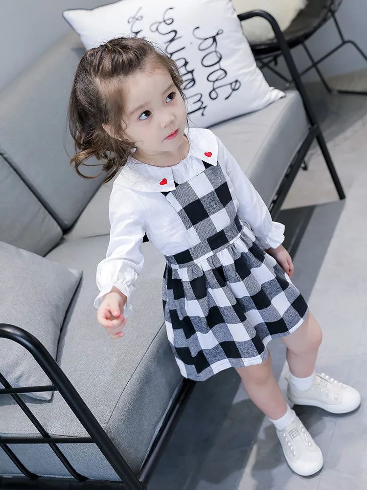 Детская одежда Детский жакет из денима для девочки; рубашка с круглым вырезом топ с сердечком рубашка 19 осенняя одежда стиль, для детей от 3 до 8 лет