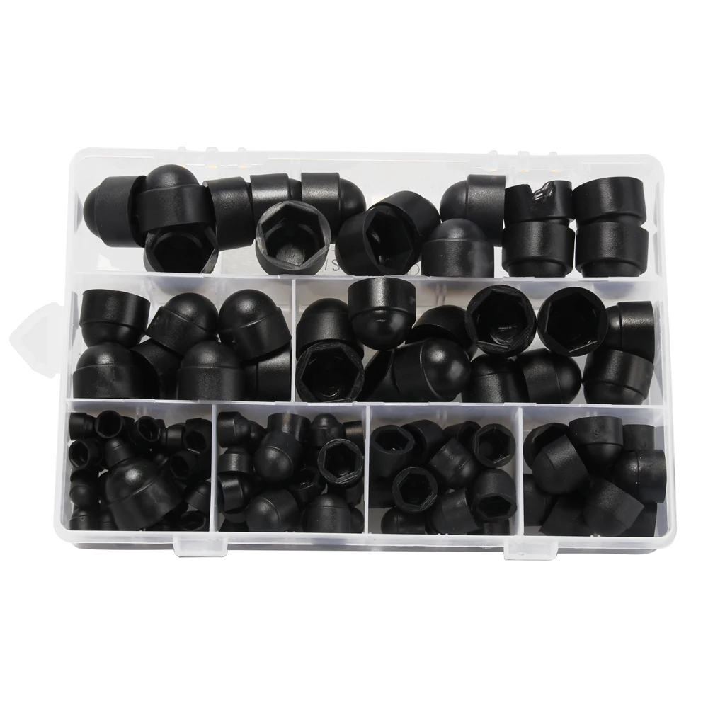 

6 Sizes Bolt Cover Nylon&Plastic Metric Dome Bolts Nuts Head Caps M4/M5/M6/M8/M10/M12 145pcs Hex Screws Bolt Cover Kit with Box