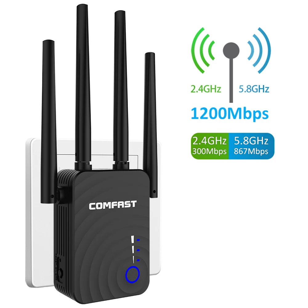 2 4G 5G Гц Беспроводной Wi-Fi ретранслятор усилитель 300 м 1200 Мбит/с WiFi 802.11AC удлиненный