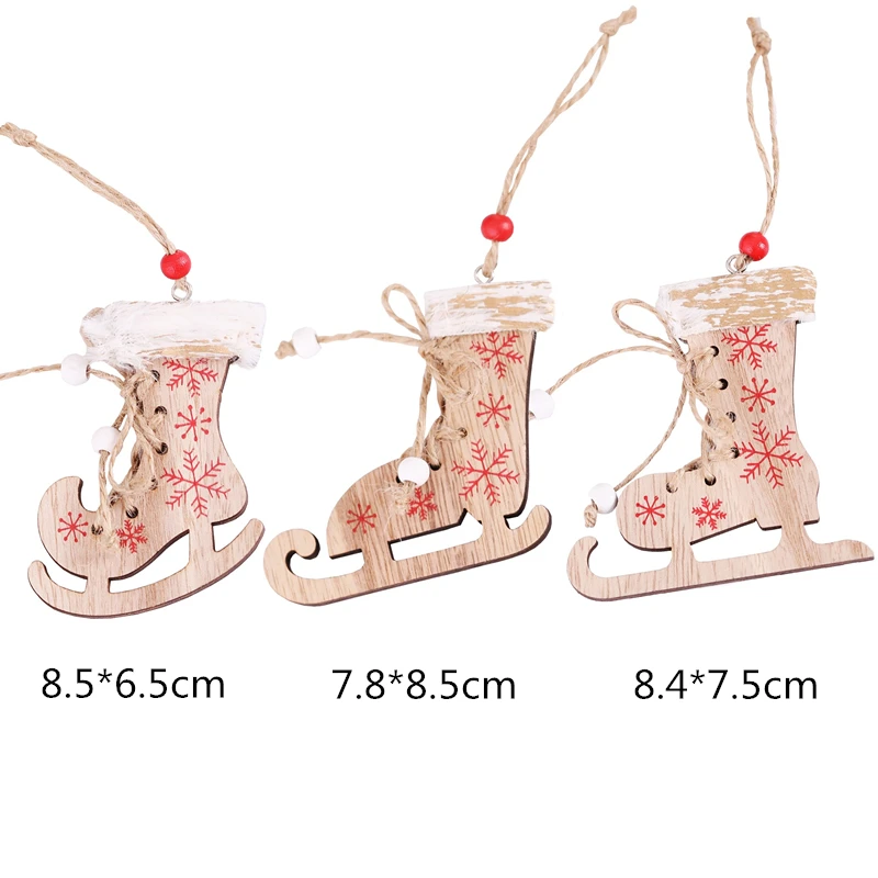 3 шт./компл. деревянные окрашенные Рождество коньки подвесная Рождественская елка украшения в рождественском стиле сапоги с подвеской
