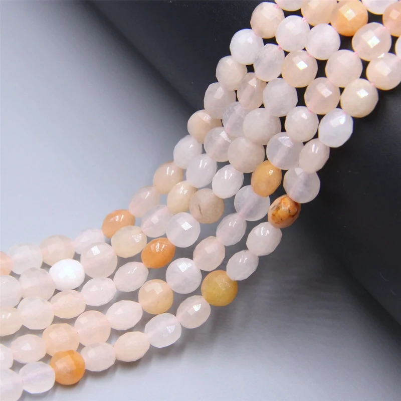 

30 Kinds Gem Stone Coin Shape Faceted Beads 15.5" Natural Pink Aventurines 6*4 mm Polished Beads For DIY Making Jewelry Bracelet
