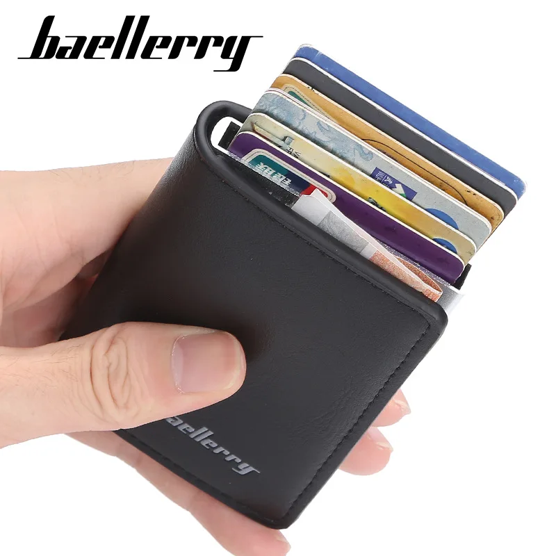 DIKEDAKU Baellerry Cross-border специальный автоматический корпус металлический RFID Анти-магнитный Противоугонный чехол для карт горячий стиль Pu кошелек