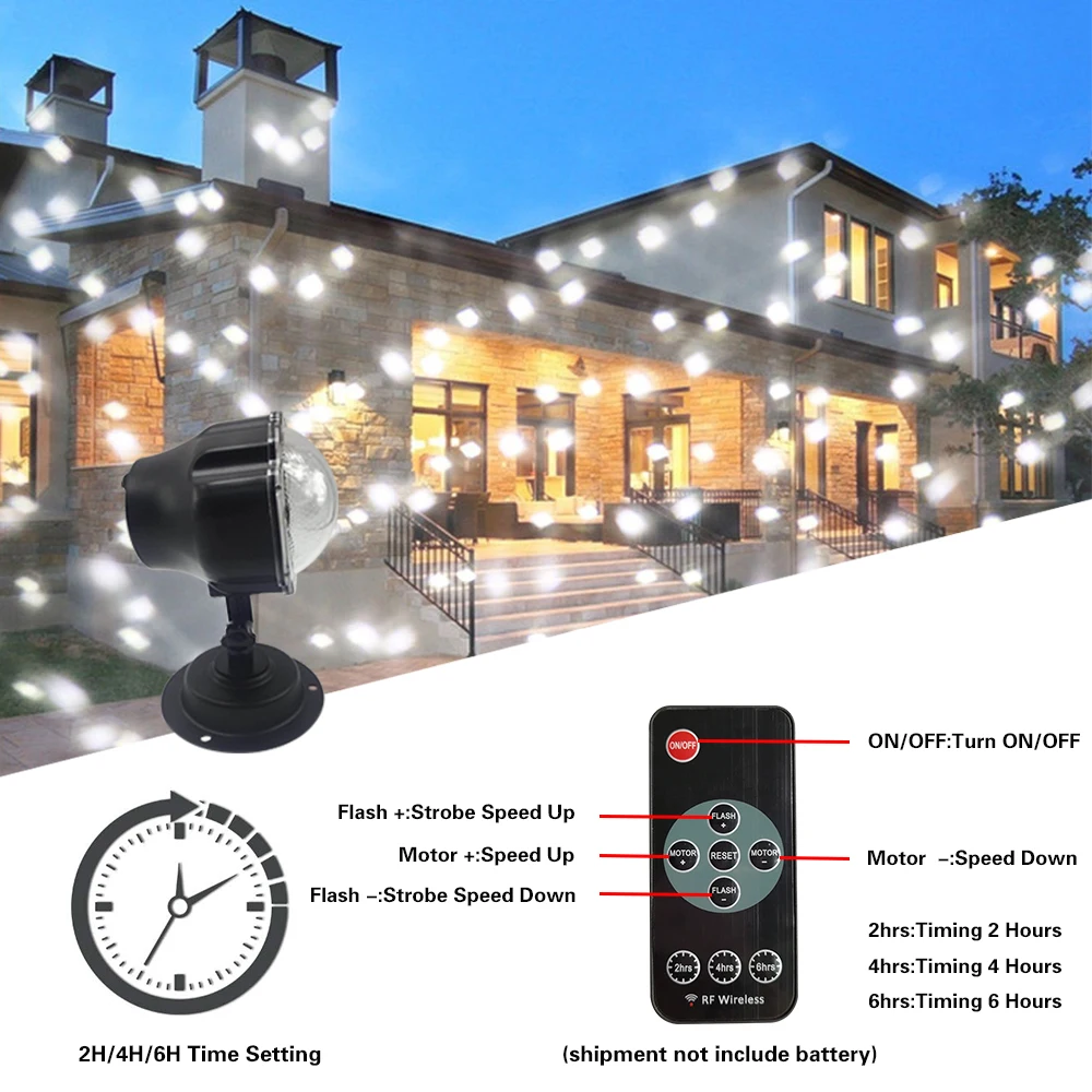 LED Snowfall Light Projector Waterproof IP65 With Remote Control Snow Falling Light For Indoor Outdoor Christmas Decor Lamp