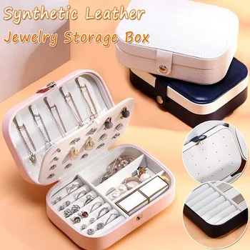 

Universal Jewelry Box Necklace Ring Storage Organizer Double Layer Travel Organizer Display Box Leather Storage Zipper Jewelers