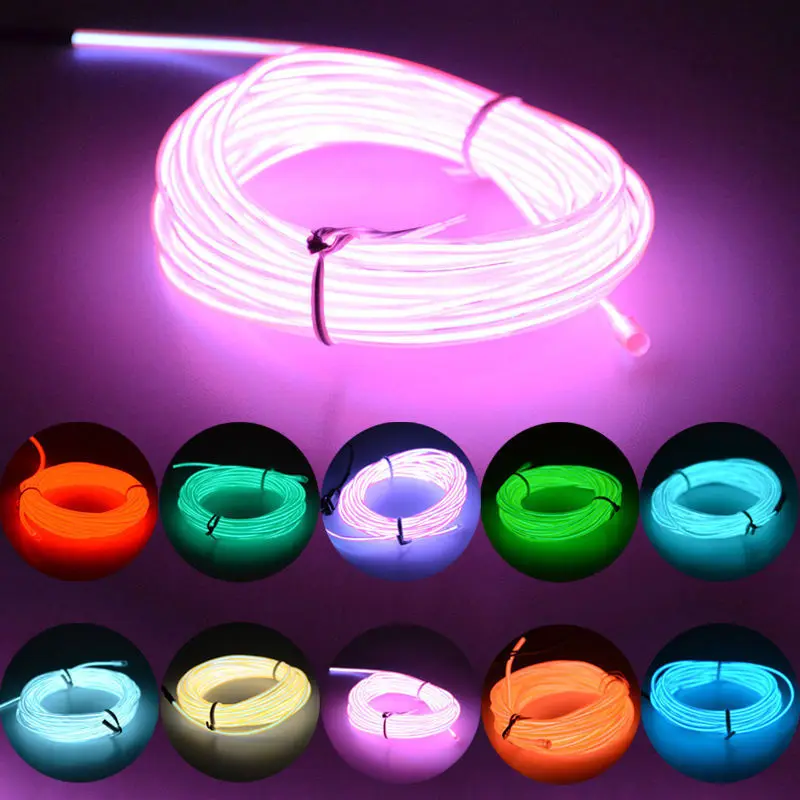 

1/2/3/5m EL Wire with Controller Car Interior Ambient Light Strip Flashing Home Party Decoration Lamp Cuttable Flexible Strip