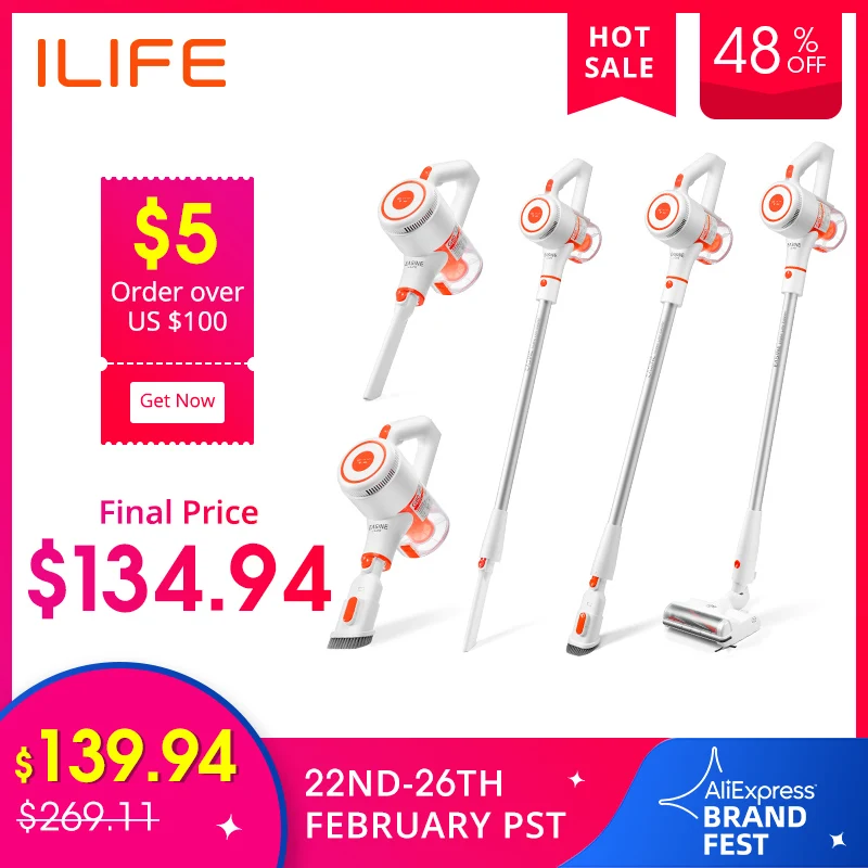 US $139.94 ILIFE G80 Handheld Vacuum Cleaner 22000Pa Powerful Vacuum Cleaner Wireless Small Side Brush And MultiCleaning Head Design