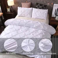 Luxury Bedding Set Pinch Pleat White Duvet Cover With Pillowcase Grey Double Bed Cover Set NO SHEET Queen King 2/3pcs Home 4