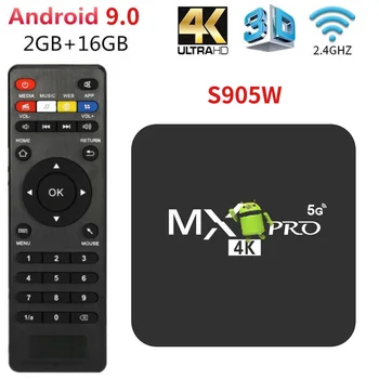 

Smart TV Box Amlogic S905W 5Ghz HD 3D 2.4G 5G WiFi 2GB RAM 16GB ROM Android 9.0 TV Box 4K Media Player Google Play Set top Box