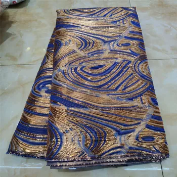 

2020 Latest Blue Lace Design Brocade Lace Fabrics 5 Yards/pcs Jacquard Lace Fabrics Organza Fabrics For Wedding Dress Material