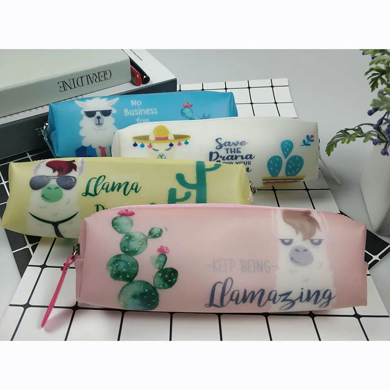 

Cute Sheep Silicone Pencil Cases Kawaii Cactus Pen Case Pencil Pouch Bags For Girls Korean Stationery Office School Supplies