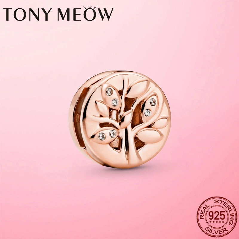 

Family Tree Charm 925 Sterling Silver & Rose Gold Color Family Tree Clip Charm Beads Fit Original Reflexion Bracelet Jewelry