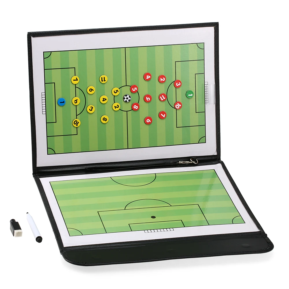 

Foldable Football Soccer Magnetic Tactic Board Coaching Strategy Board with Marker Pieces and 2-in-1 Pen Tactic Board