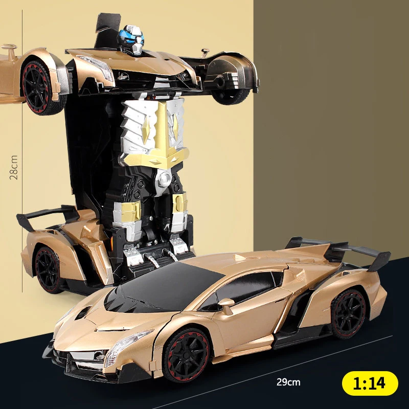 1:14 RC Car 29CM Music 2.4Ghz Induction Transformation Robot Deformation Gesture Sensing Remote Control Car Toy for Children B04