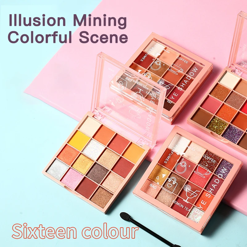 Charming Eyeshadow 16 Color Palette Matte Shimmer Pigment Diamond Eye Shadow Powder Earth Color Waterproof Lasting TSLM1