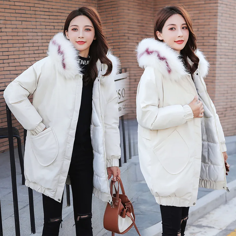 

2019 China Gedi Love Winter New Style Women's Mid-length Thick down Jacket Korean-style Large Fur Collar Cotton Overcoat