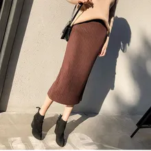 Зима плюс бархат утолщение половина длины Высокая талия большие качели юбка большого размера с длинным разрезом