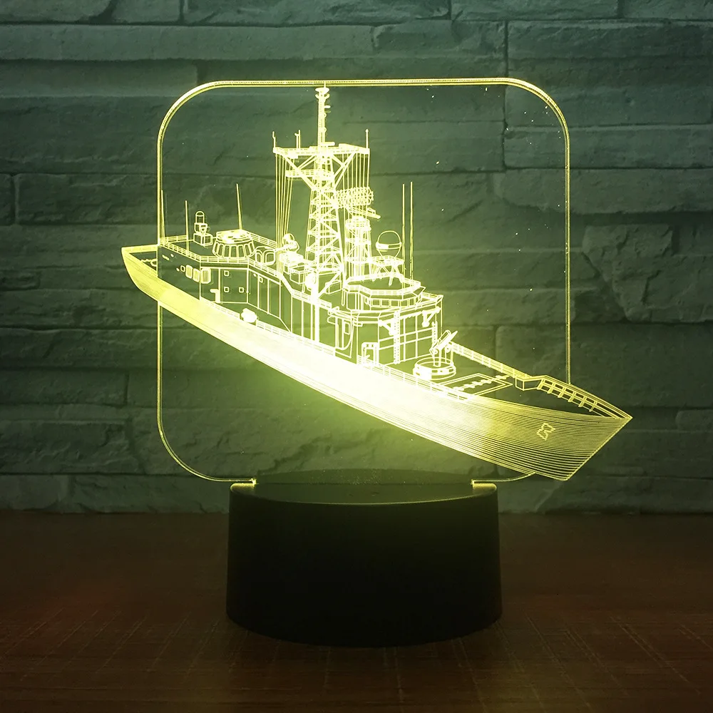 Большая лодка корабль 3D настольная лампа светодиодный ночной Светильник