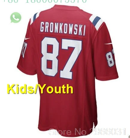 Новая Англия A+++ качественная Детская Молодежная Футболка Tom Brady 12 Rob Gronkowski 87 Julian Edelman 11 Doug Flutie 91 Jamie Collins - Цвет: for kids youth