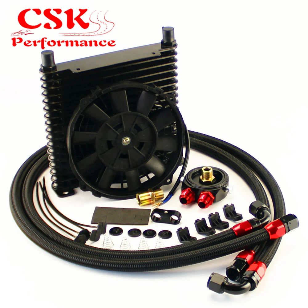 ^Cheap Universal 17 Row AN10 32mm Oil Cooler Kit +7\ Electric Fan For track / race car Black ^Cheap Universal 17 Row AN10 32mm Oil Cooler Kit +7\ Electric Fan For track / race car Black