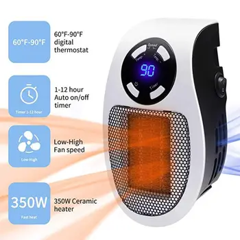 

Handy Handy Wall-Outlet Space Heater, Plug-in Ceramic Mini Heater Portable with Timer and LED Display for Office Home Dorm Room,