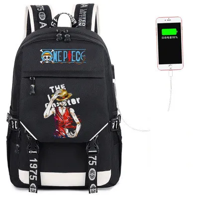 Style 19 Один Кусок Луффи Чоппер череп Law USB порт рюкзак для мальчиков и девочек для мужчин и женщин Сумка дорожная школьная сумка для подростков ноутбук Книга сумка Mochila - Цвет: Style 19