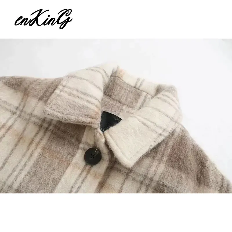 awesome 2019 winter Woollen cloth jacket women england vintage plaid oversize botfriend jacket casaco femin