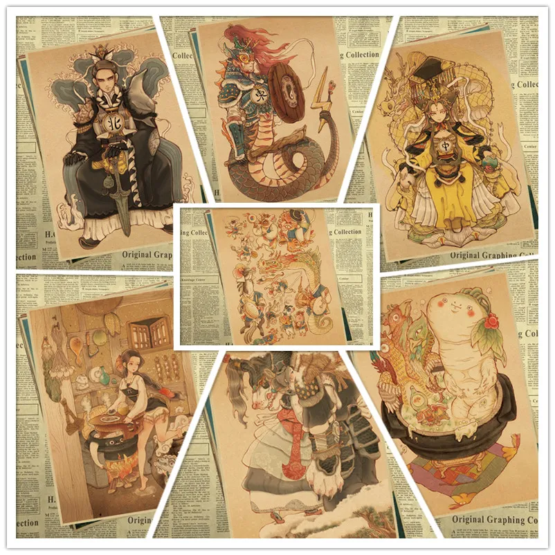 Корейская Классическая иллюстрация ретро постер настенные постеры из крафт