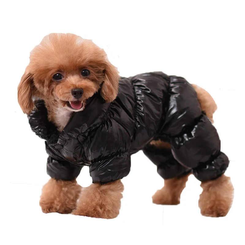 Luxury Pet Dog Clothes Winter Thicken Warm Dog Coat Chihuahua French Bulldog Pug Puppy Jacket Dog Jumpsuit Clothing Pets Clothes - Цвет: Black