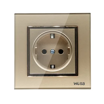 

2019 New design Decorative wall socket Gold Tempered glass frame FB-08