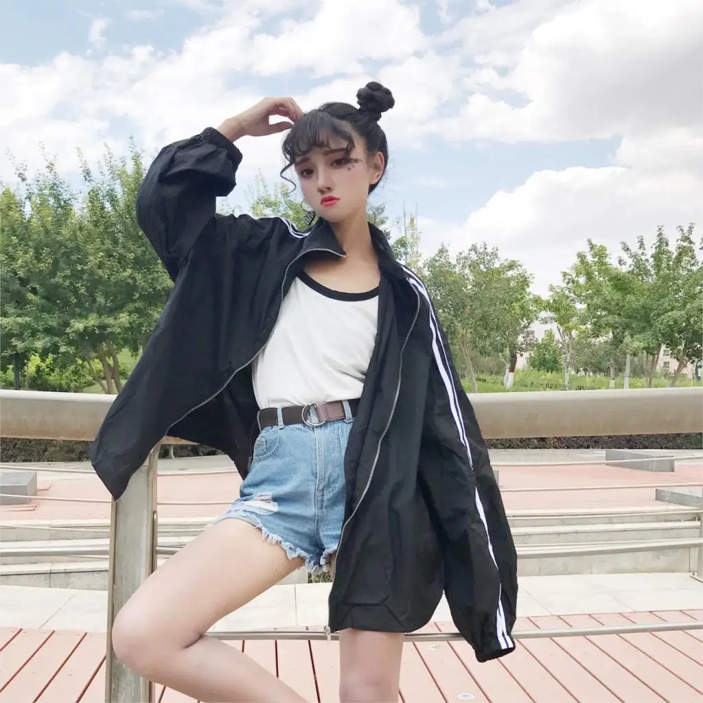 Солнцезащитная бейсбольная форма новая Корейская Harajuku bf ветровка Свободная куртка с карманами Женское пальто весна осень ветровка Топы женские