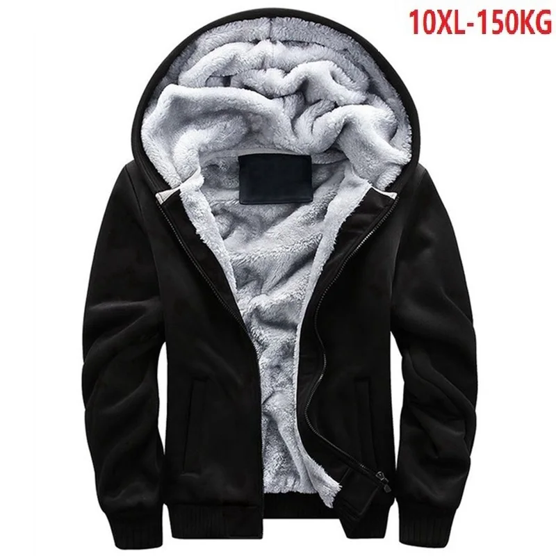 

warm 8XL 9XL winter men thick Sweatshirts fleece hoodies hooded jackets 10XL large size big 5XL black Sweatshirt zipper 150KG 54
