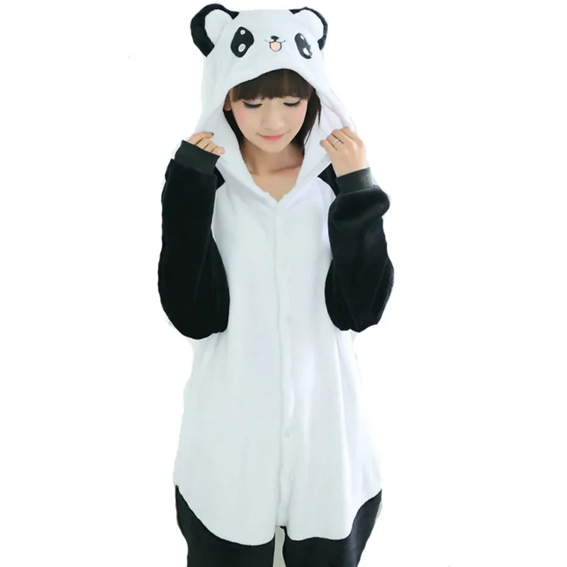 HKSNG Winter Kungfu Panda Onesies Pajamas Flannel Cartoon Animal Halloween Adult Women Costume Sleepwear Kigurumi