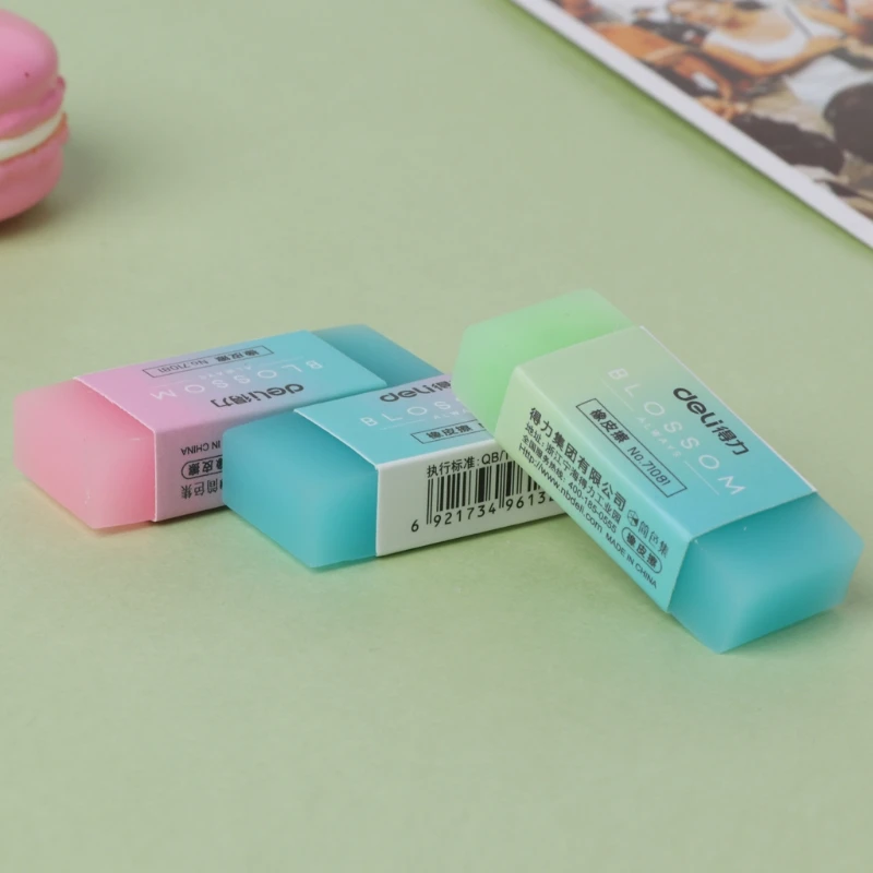 P82F Soft Durable Flexible Cube Colored Pencil Rubber Erasers for School Kids