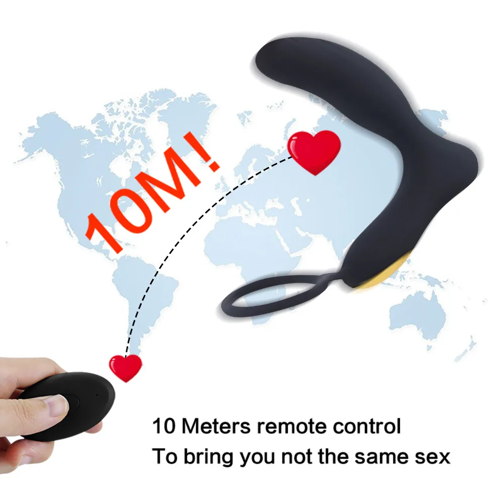 Wireless Remote Cotrol Anal Vibrator Male Prostate Silicone Massage Anal Plug Butt Plug Delay Ejaculation Ring Toys for Adults (9)