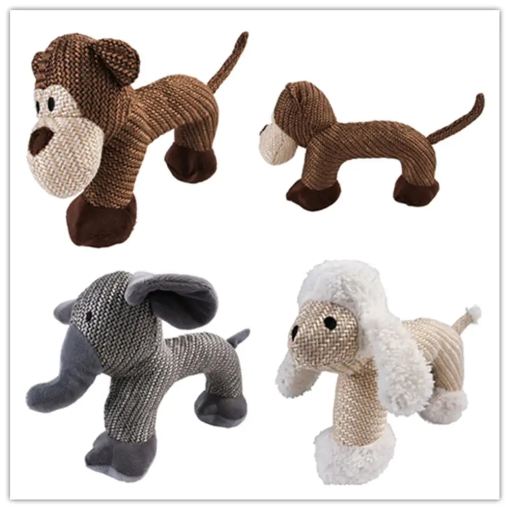

Popular Pet Dog Cat Funny Fleece Durability Plush Dog Toys Squeak Chew Sound Toy Fit For All Pets Elephant Monkey Plush Toys