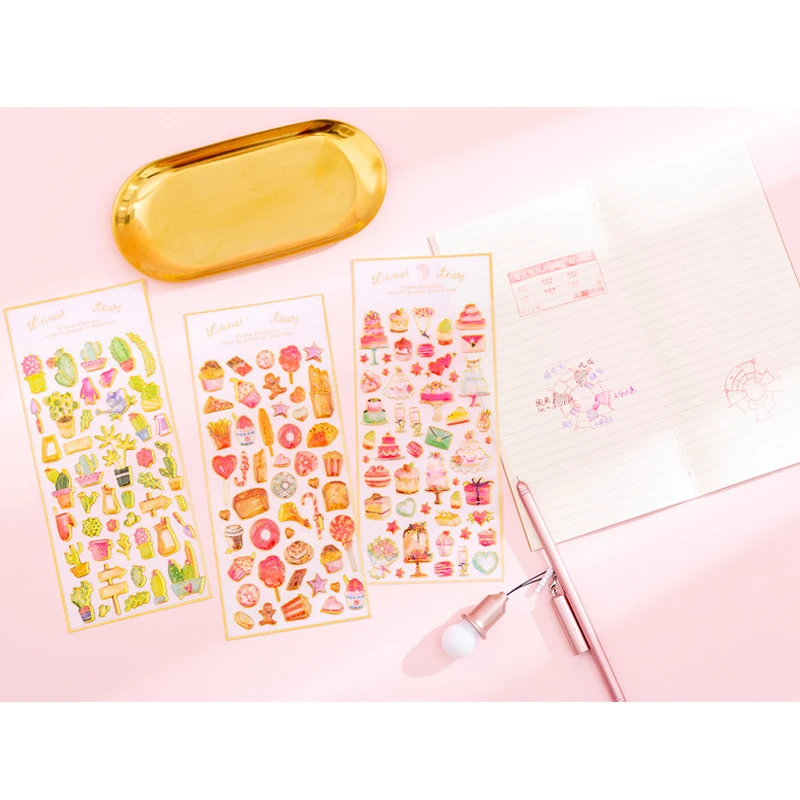 

30packs Colorful Crystal Epoxy Planner Sticker Fruit DIY Scrapbook Sticker Diary Sticky Vsco Girl Phone Decoration Stickers