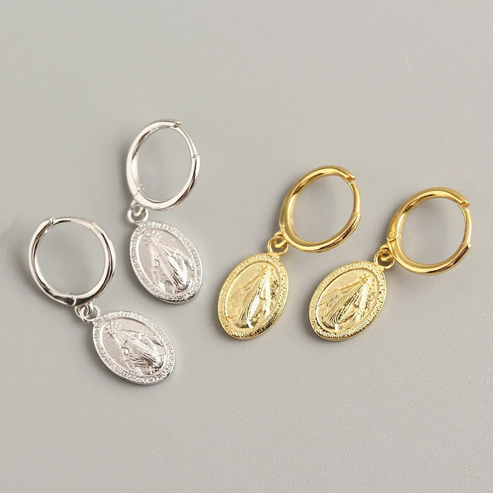 925 пробы серебряные серьги-клипсы с монетами, простые золотые серьги с шипами для женщин, хорошее ювелирное изделие, новинка