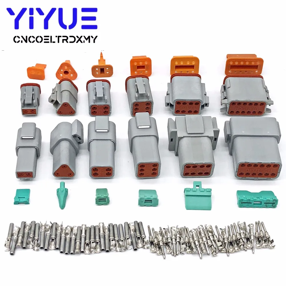 1 Sets Deutsch DT 2 3 4 6 8 12 Pin Male Female Auto Waterproof Connector Automotive Sealed Plug With Pins