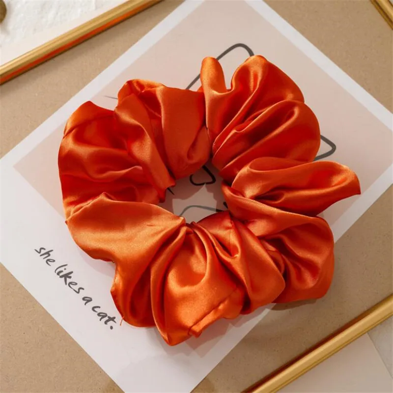 orange Винтажные разноцветные волосы, резинки для волос для женщин, эластичные повязки на голову, атласные повязки на голову для девушек, резинки для волос, аксессуары для волос - Цвет: orange