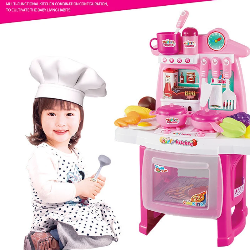 Детские кухонные игрушки, смоделированная кухонная посуда, музыкальный светильник, пластиковые ролевые игры, кухонные игрушки, набор безопасных милых детских игрушек для девочек, подарок