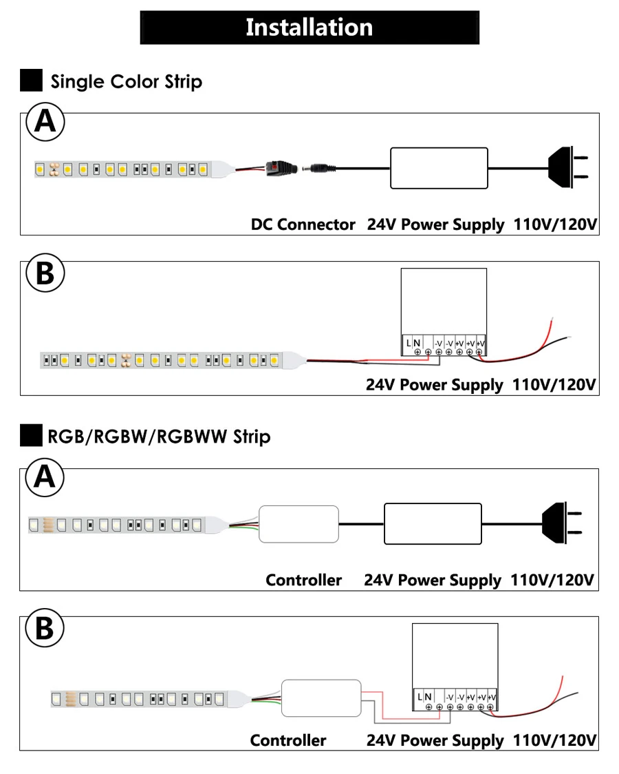 DC 5050 24V LED Strip RGB Warm White 24 v 5 meter waterproof flexible Light stripe 60Leds Tape Luces lamp Ribbon tv backlight